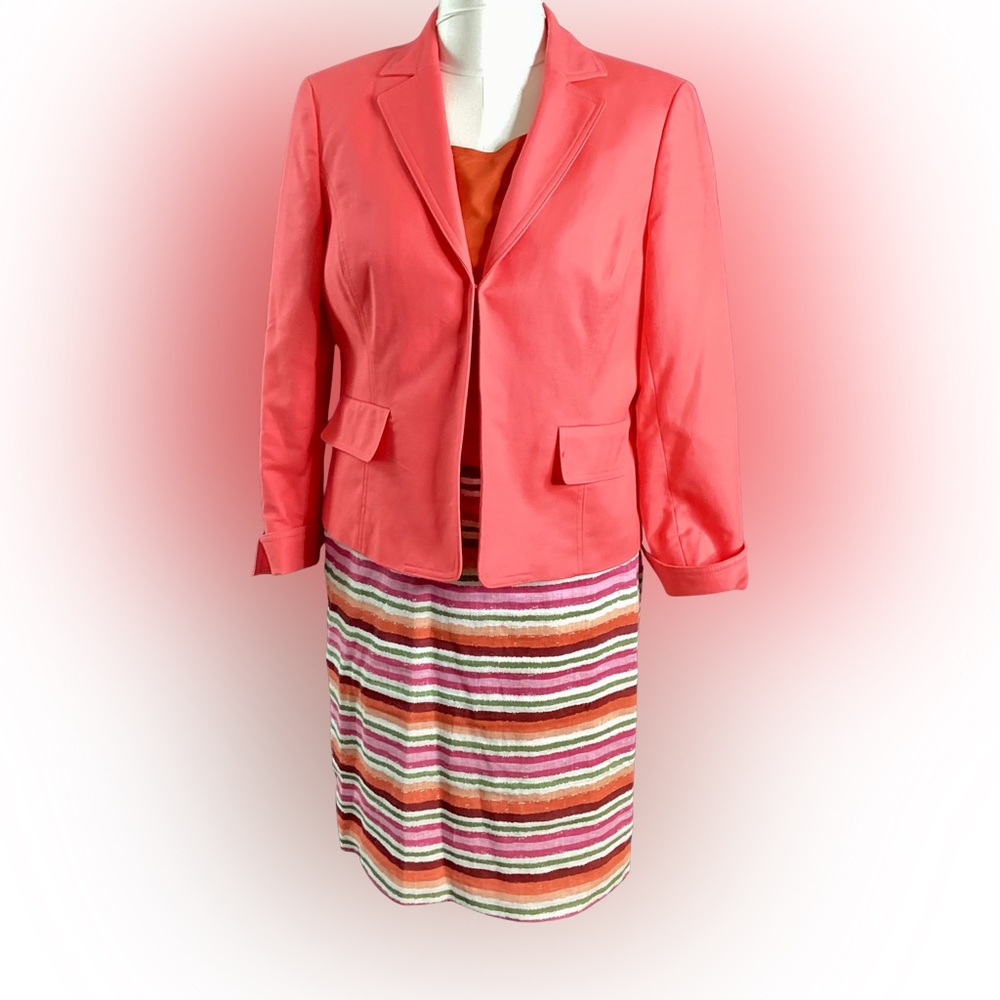 Talbots Striped Skirt Set with coordinated Coral Blazer from Joneswear